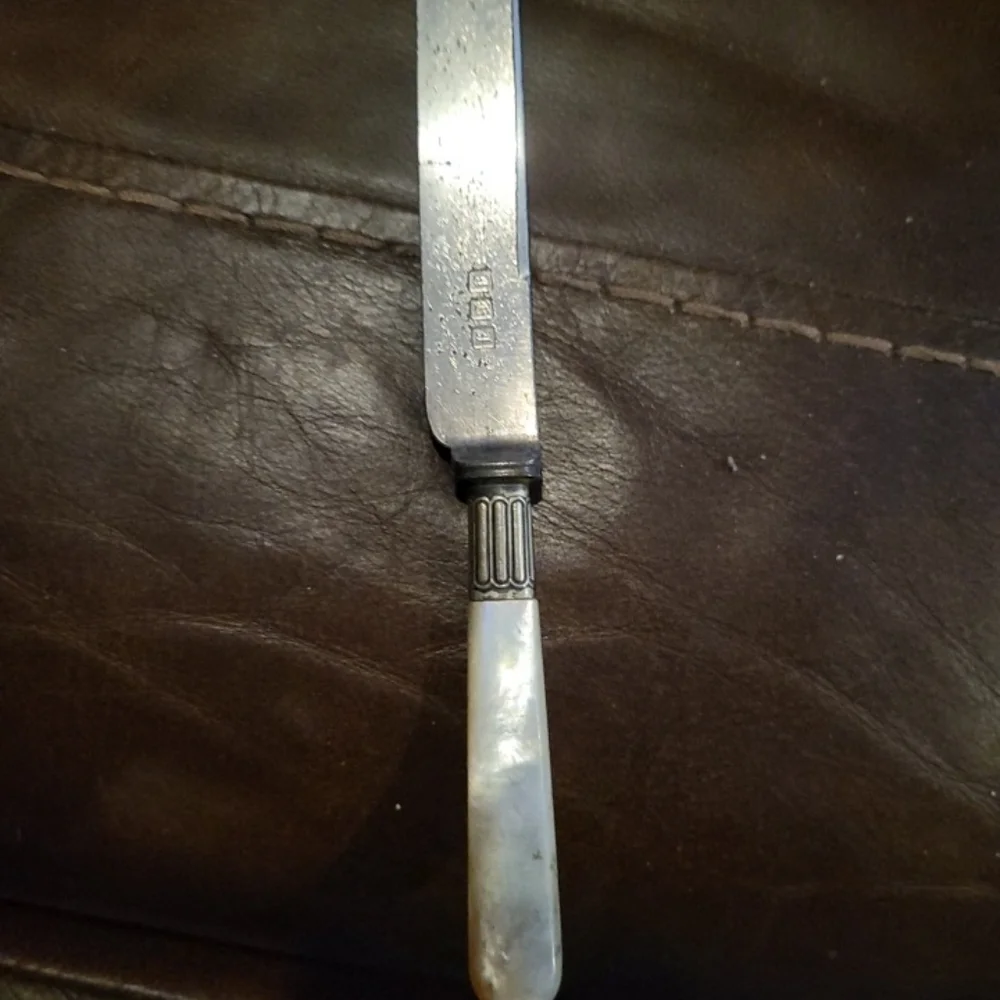 Antique Mother of Pearl Handle Knife Cutlery Marked Silverplate Lot of 2